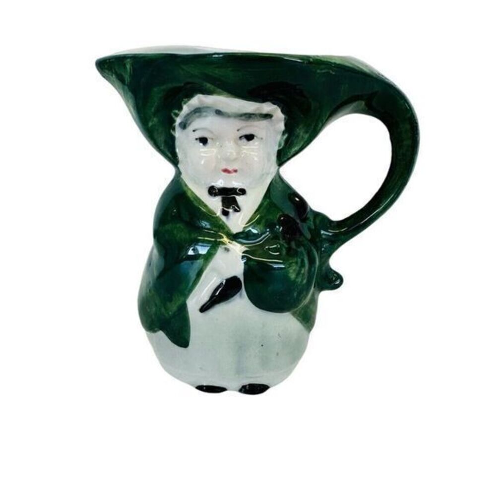 Tableware‎ Figural Character Porcelain Woman In Green Milk Creamer Small Pitcher